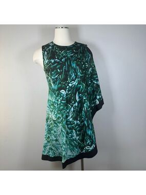 Ted Baker London Ted  Draped Black Dress w/ Green Leaves Size 2